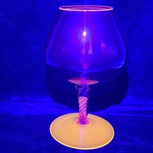 VTG Hand-Blown Amberina Glass Vase Brandy Snifter Cadmium UV Glow 10.75"